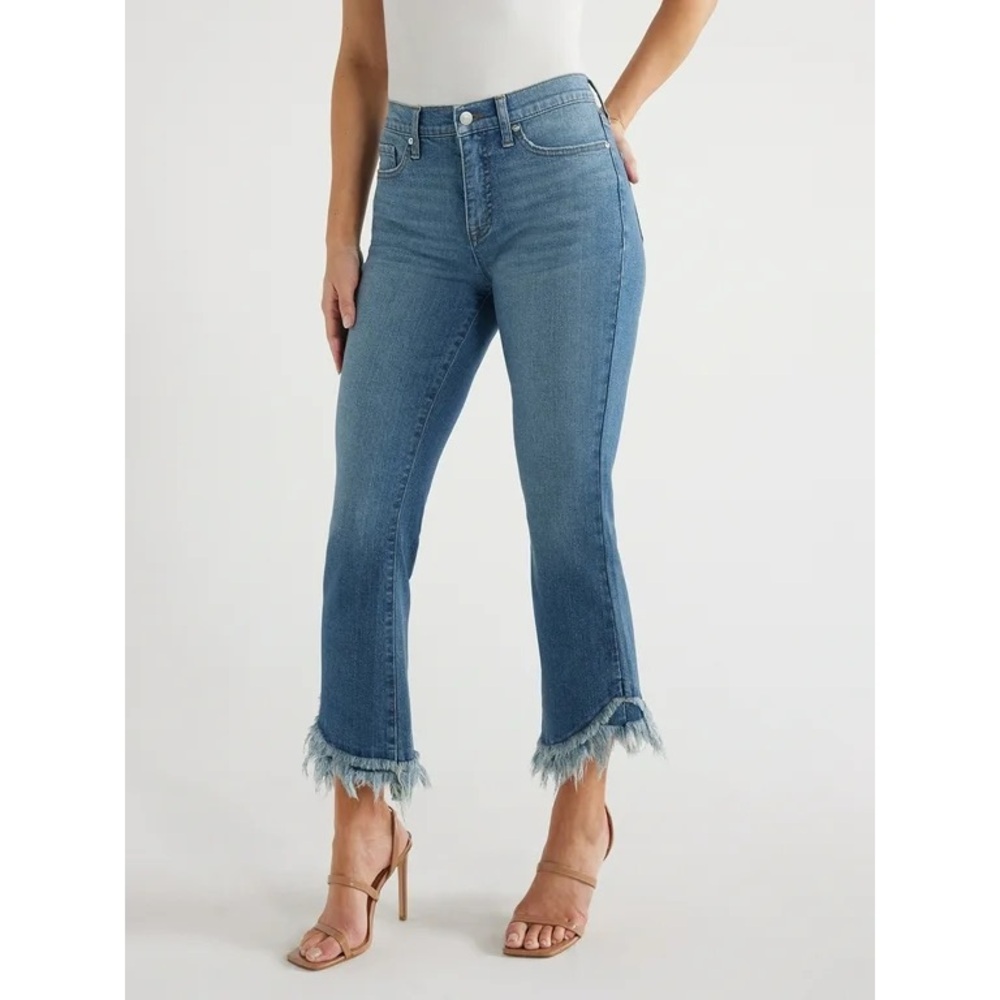 Sofia Jeans Mayra Crop Flare High-Rise Cha Cha Fray Hem Jeans